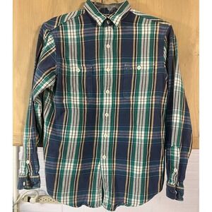 Polo Ralph Lauren Shirt Mens Large Plaid Blue Flannel Button Down Long Sleeve